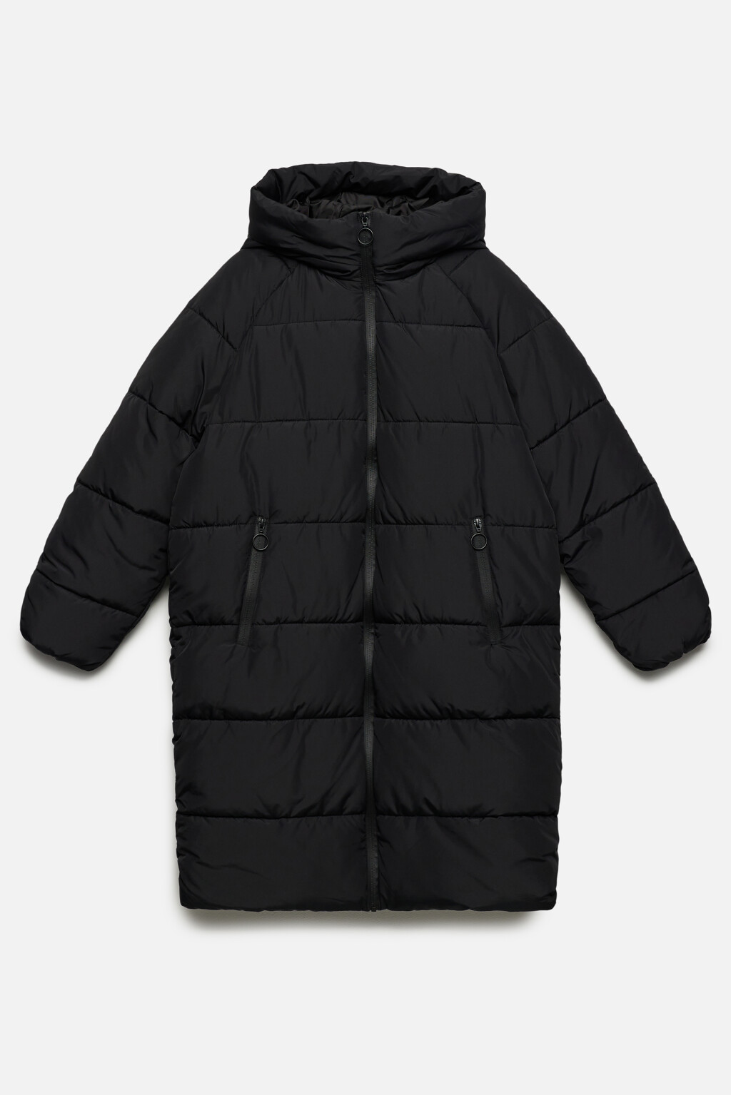 Пальто oversize стеганое длинное с капюшоном - цвет черный - 11