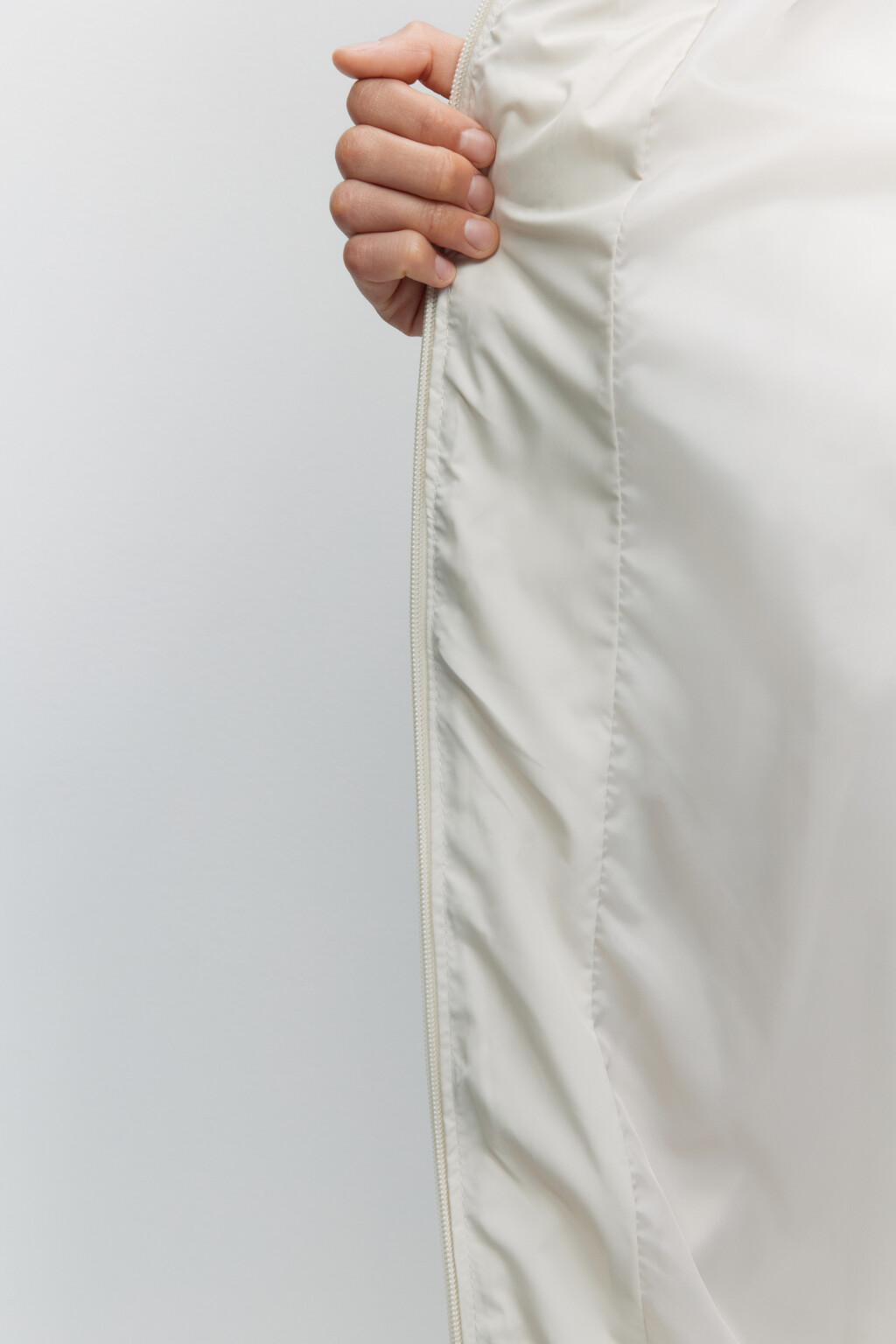 Пальто oversize стеганое длинное с капюшоном - цвет молочный - 7