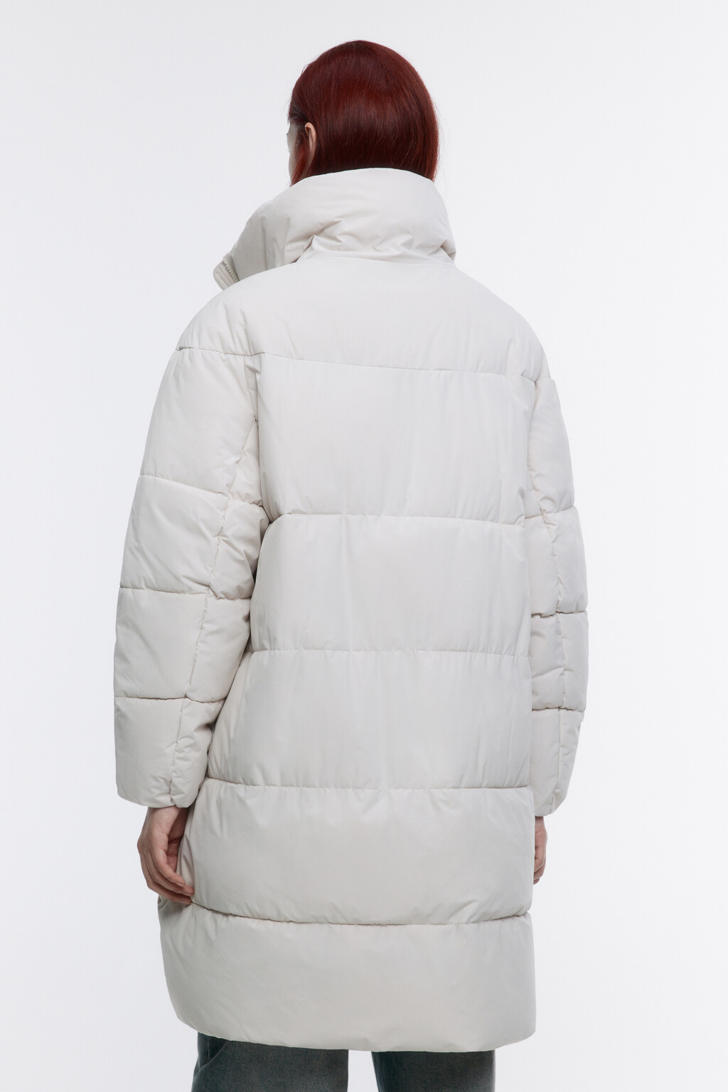 Пальто стеганое утепленное с воротником-стойкой - цвет бежевый - 3