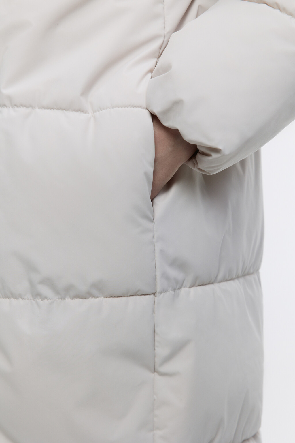 Пальто стеганое утепленное с воротником-стойкой - цвет бежевый - 6