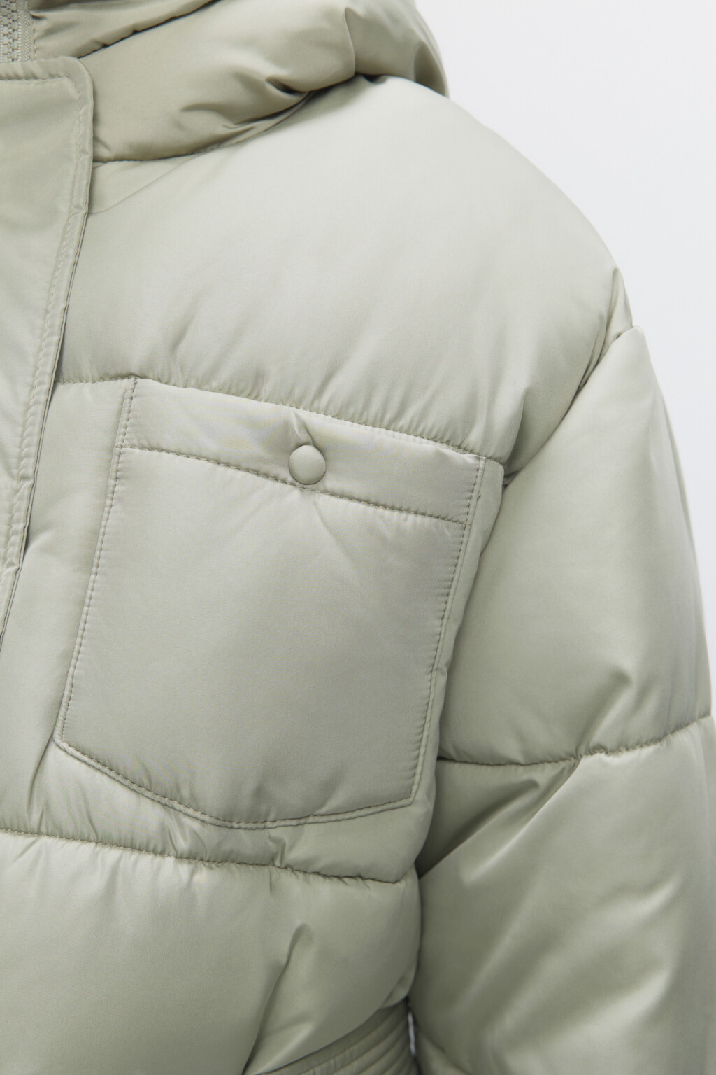 Куртка стеганая утепленная с капюшоном и поясом - цвет мятный - 5