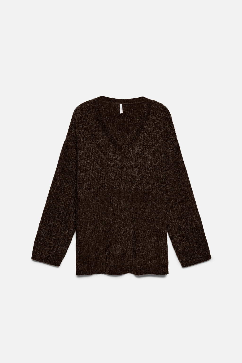 Джемпер oversize крупной вязки с V-вырезом - цвет коричневый - 7