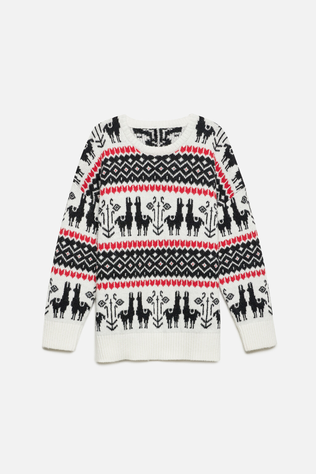 Джемпер oversize вязаный с принтом лопапейса - цвет белый - 8