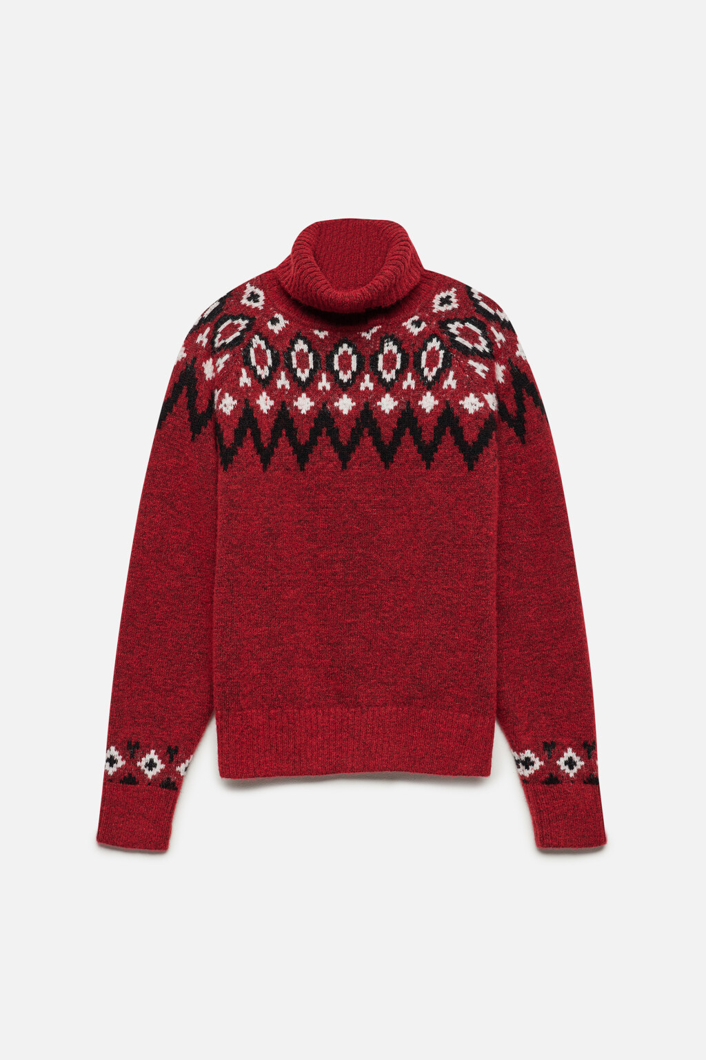 Свитер вязаный с принтом в стиле лопапейса - цвет красный - 8