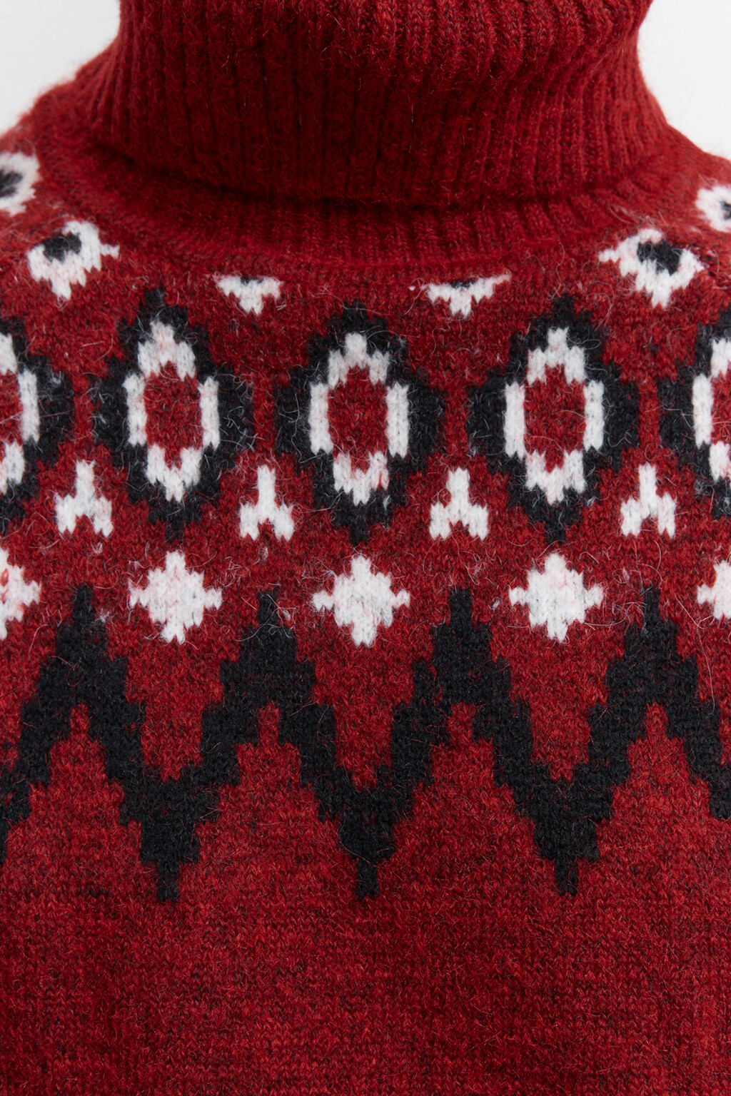 Свитер вязаный с принтом в стиле лопапейса - цвет красный - 6