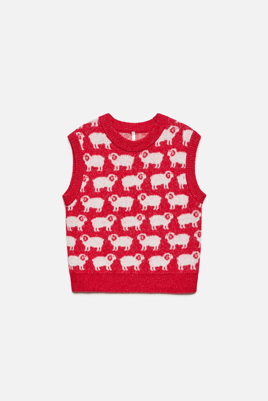 Жилет вязаный жаккардовый с принтом лопапейса - цвет красный - 9