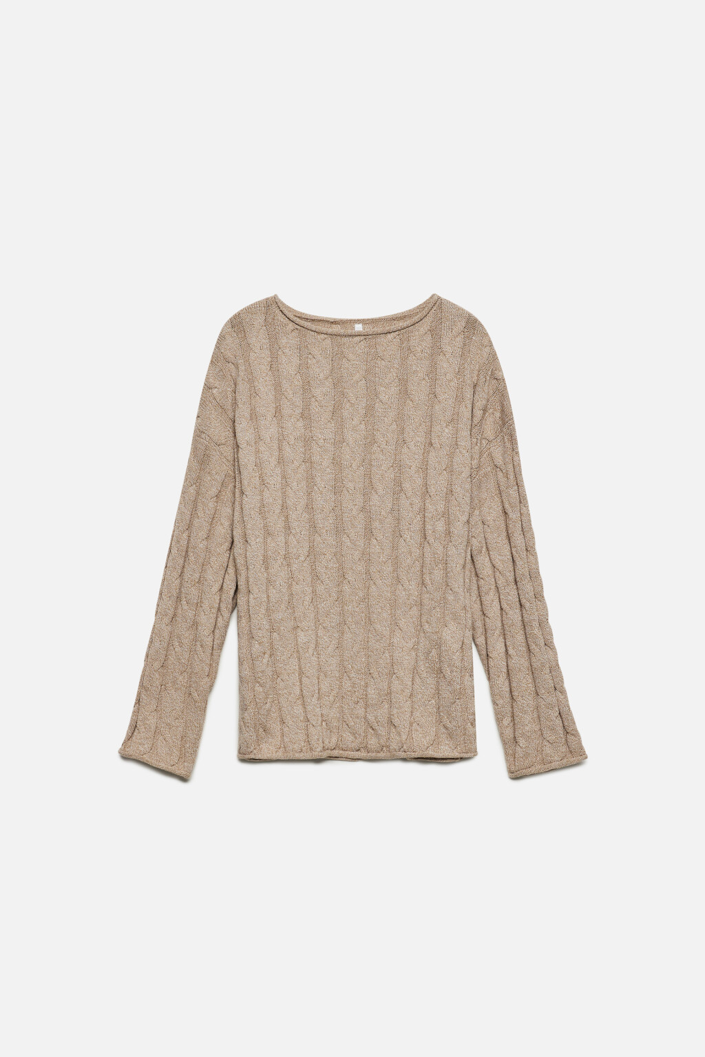 Джемпер oversize вязаный с узором-косичкой - цвет бежевый - 8
