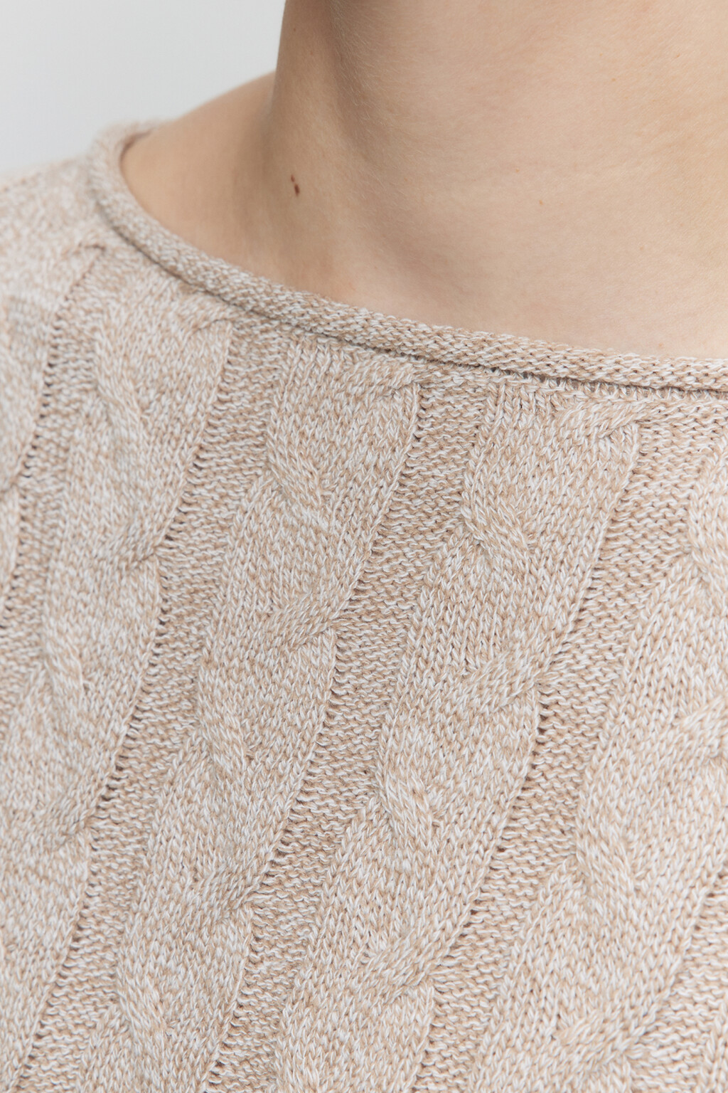 Джемпер oversize вязаный с узором-косичкой - цвет бежевый - 6