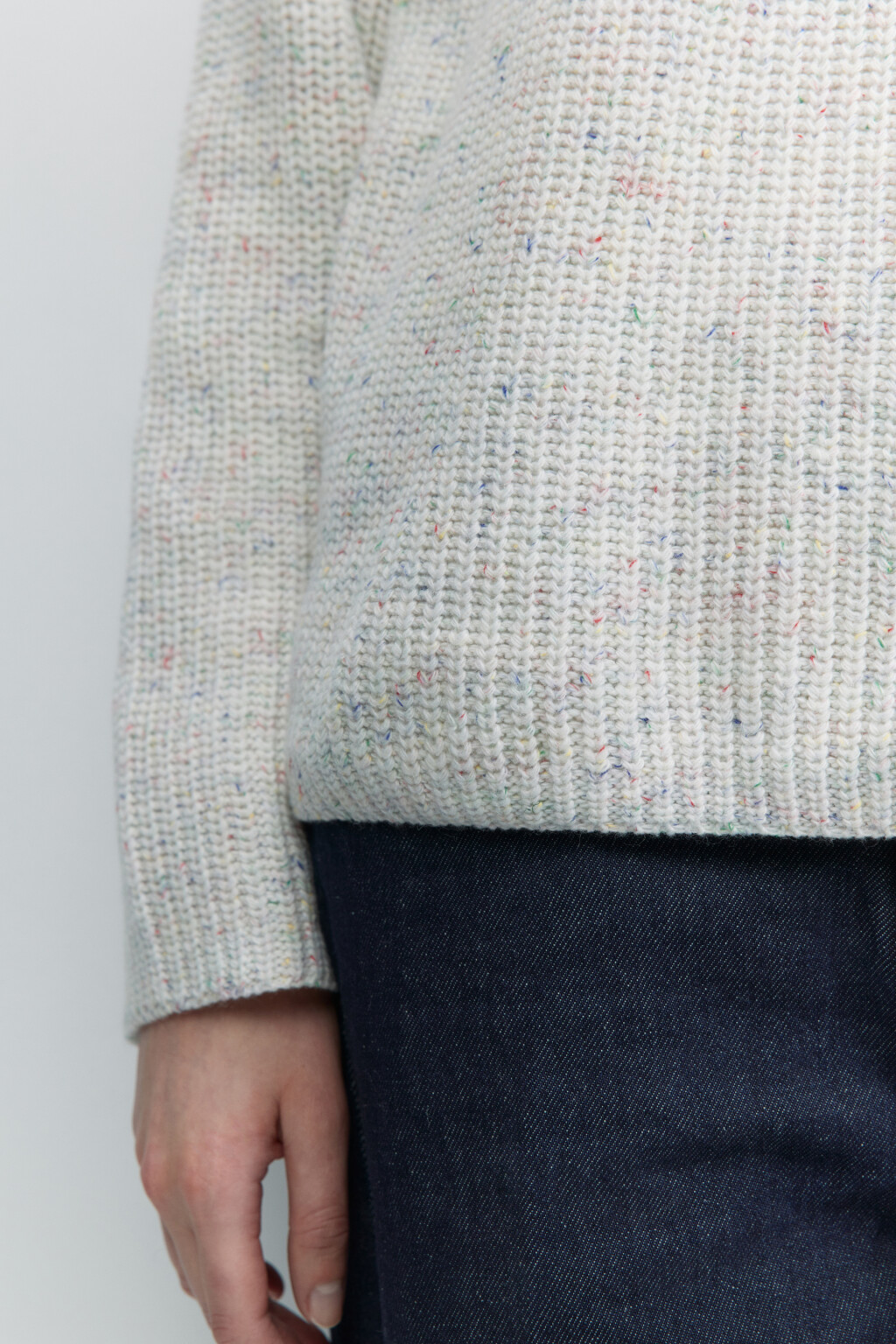 Джемпер вязаный свободный с рукавами реглан - цвет белый - 7