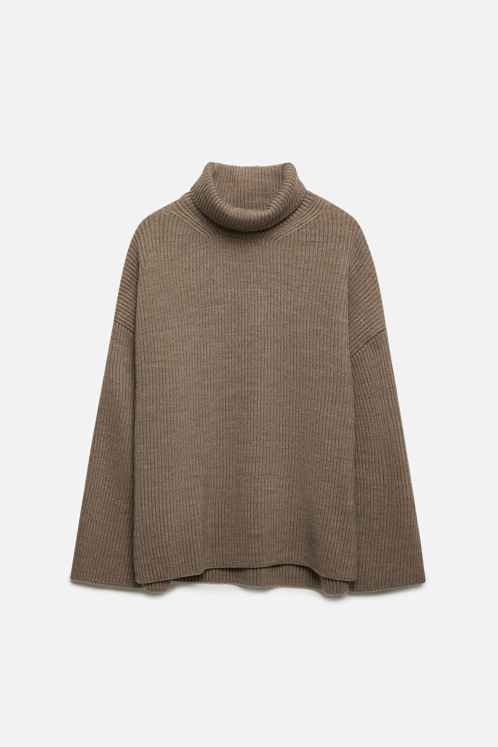 Свитер oversize с воротником и боковыми разрезами - цвет бежевый - 8
