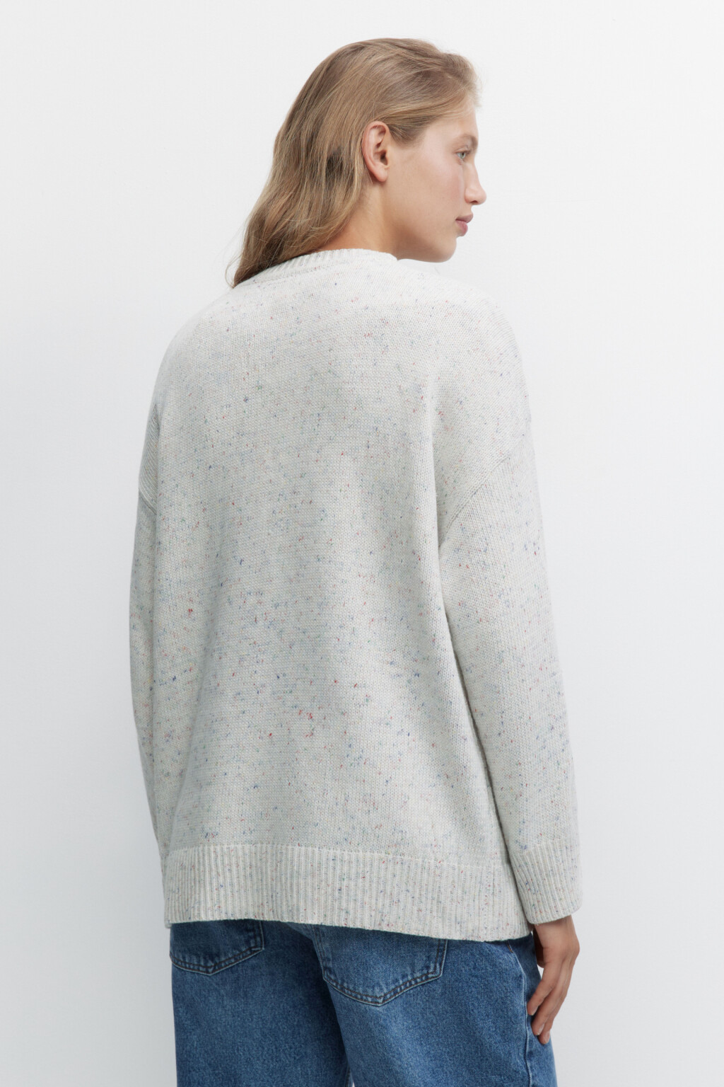 Кардиган oversize вязаный с карманами - цвет белый - 5