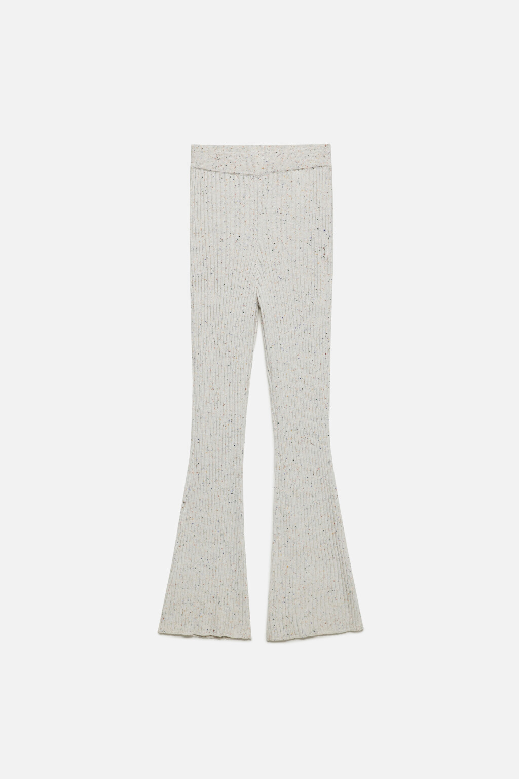 Брюки клеш вязаные теплые со средней посадкой - цвет бежевый - 8