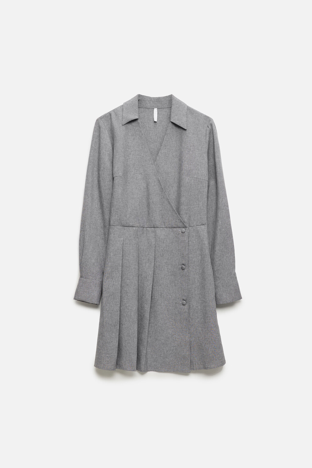 Платье-рубашка мини приталенное с V-вырезом - цвет серый - 9