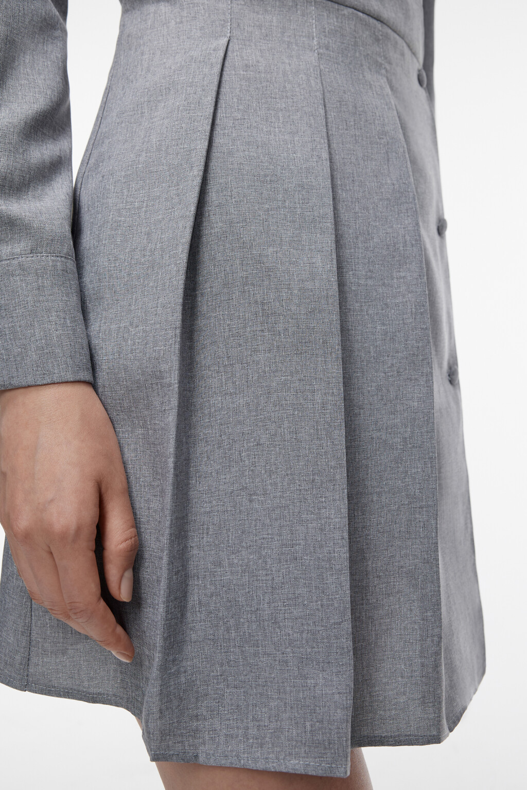 Платье-рубашка мини приталенное с V-вырезом - цвет серый - 8