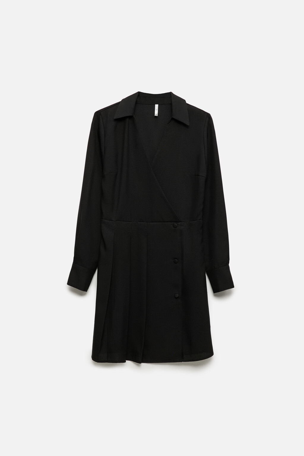 Платье-рубашка мини приталенное с V-вырезом - цвет черный - 8