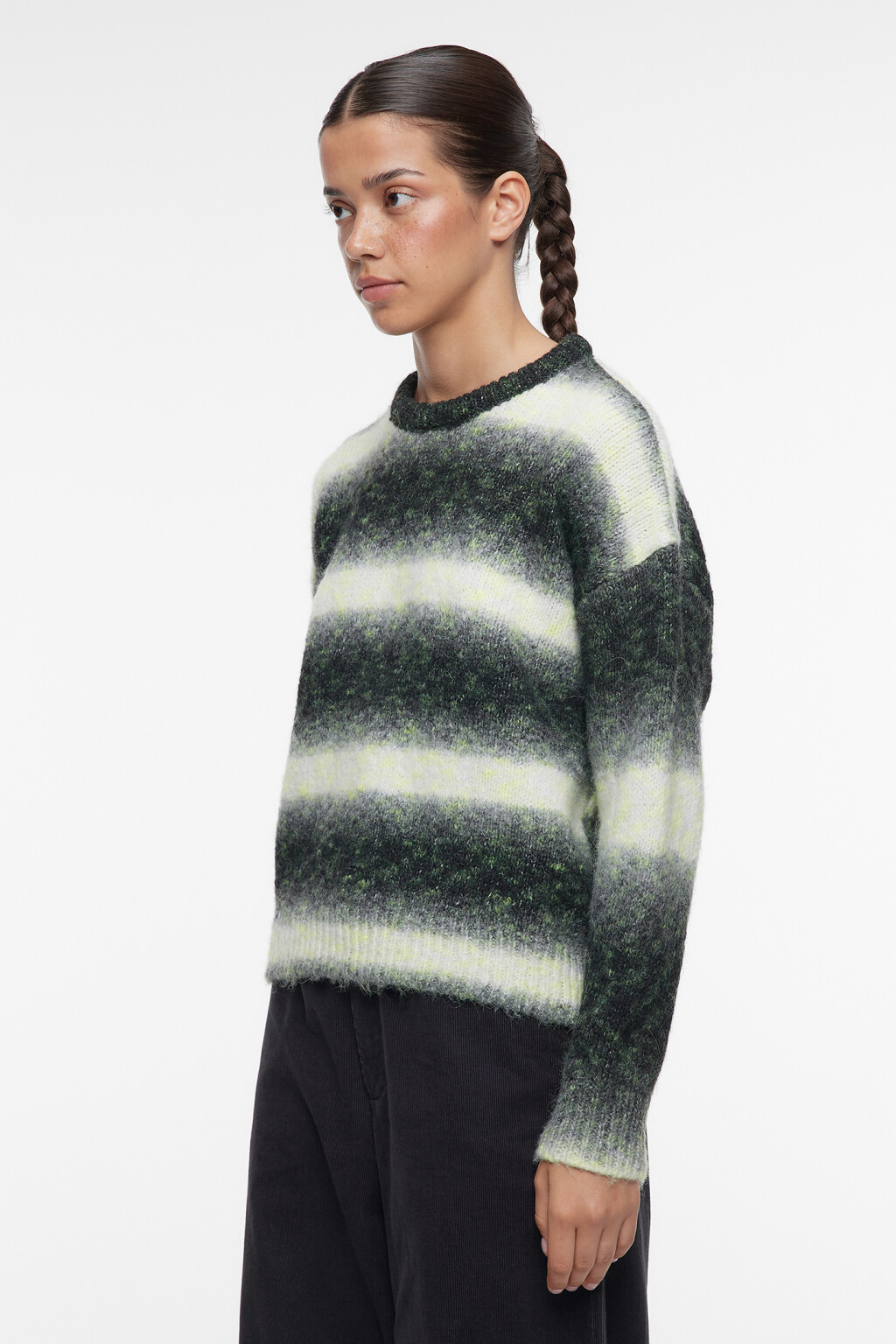 Джемпер вязаный в полоску из шерсти и альпака - цвет черный - 2