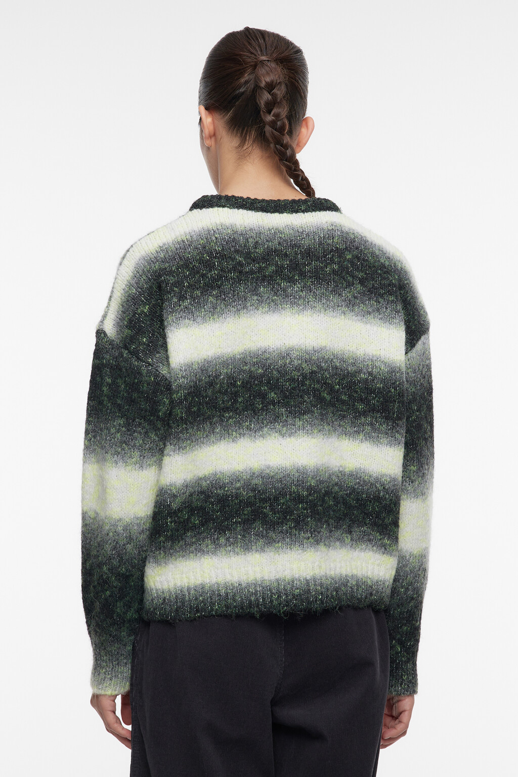 Джемпер вязаный в полоску из шерсти и альпака - цвет черный - 3