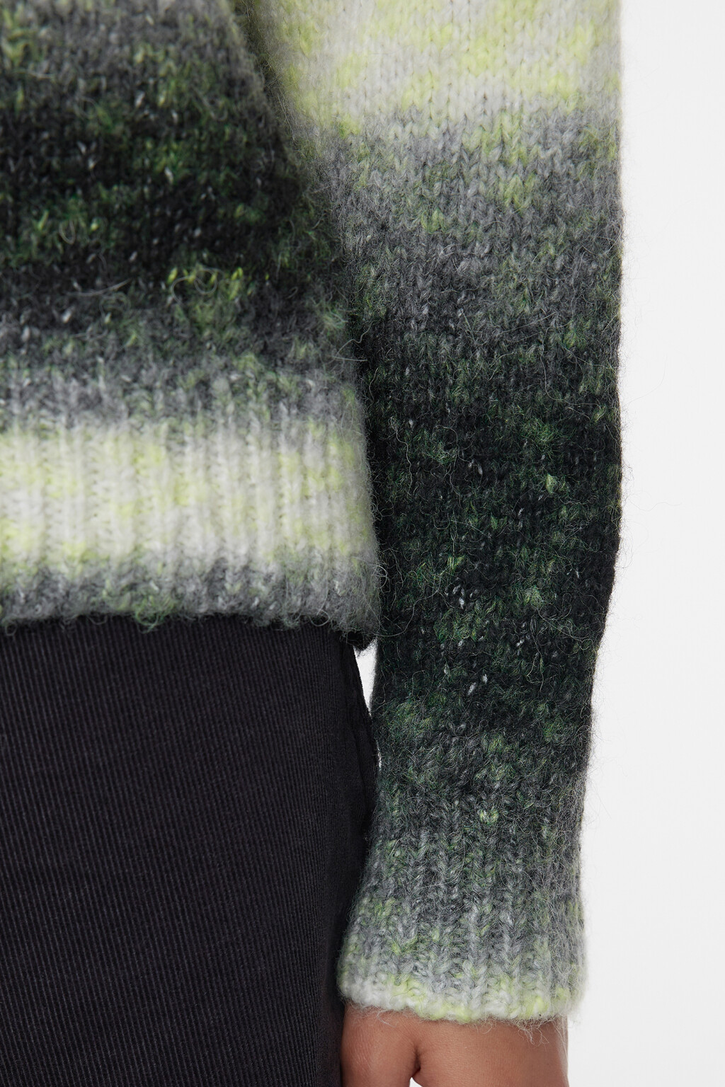 Джемпер вязаный в полоску из шерсти и альпака - цвет черный - 6