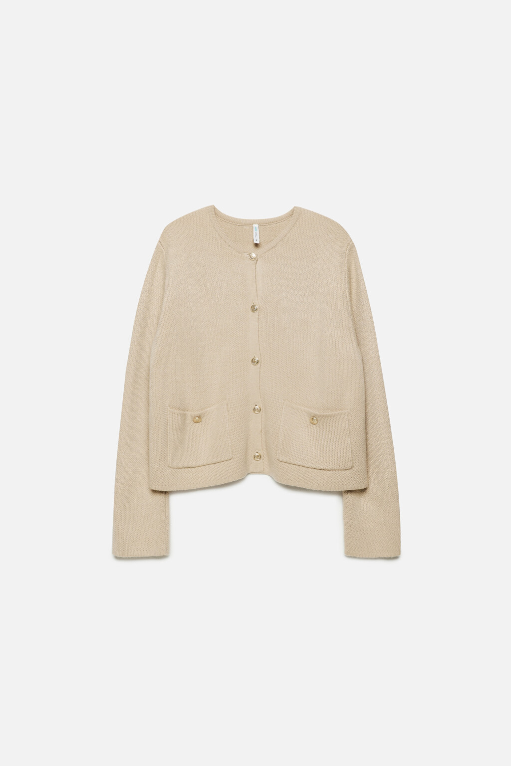 Кардиган короткий вязаный в полоску - цвет бежевый - 8