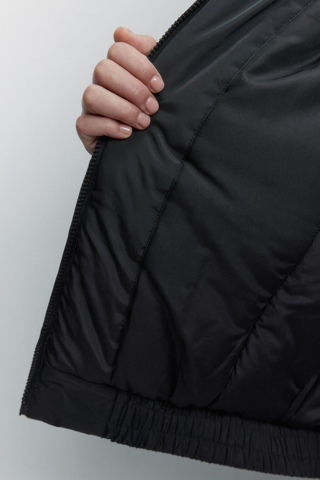 Куртка-бомбер oversize утепленная с коротким воротником - цвет черный - 5