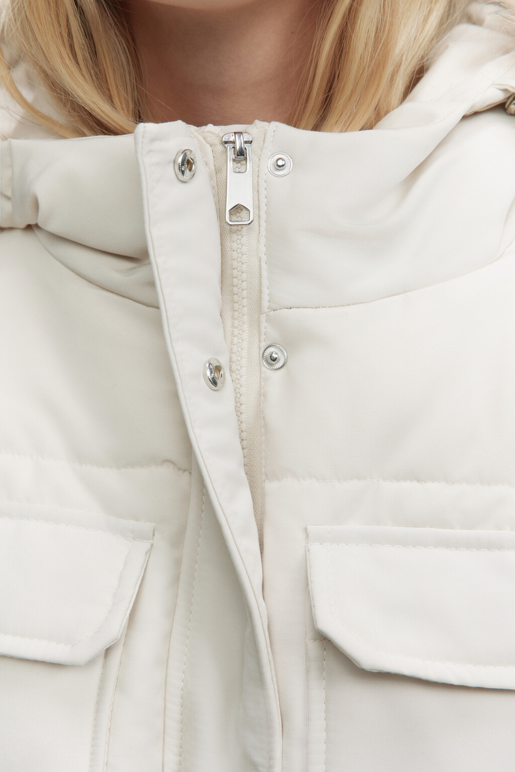 Куртка-парка стеганая утепленная с опушкой на капюшоне - цвет бежевый - 6