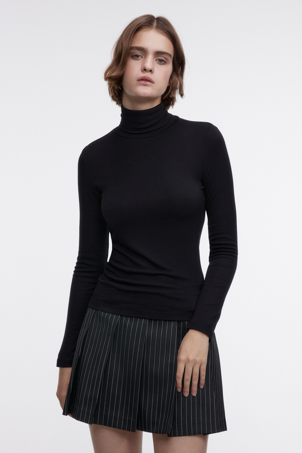 Водолазка вискозная облегающая с длинными рукавами - цвет черный - 3