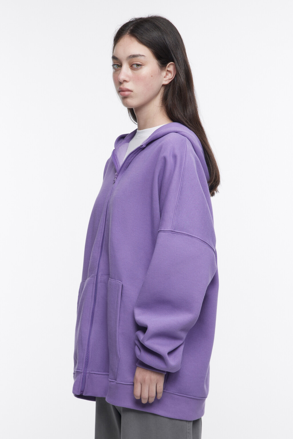 Худи-зипка утепленная с капюшоном - цвет фиолетовый - 3