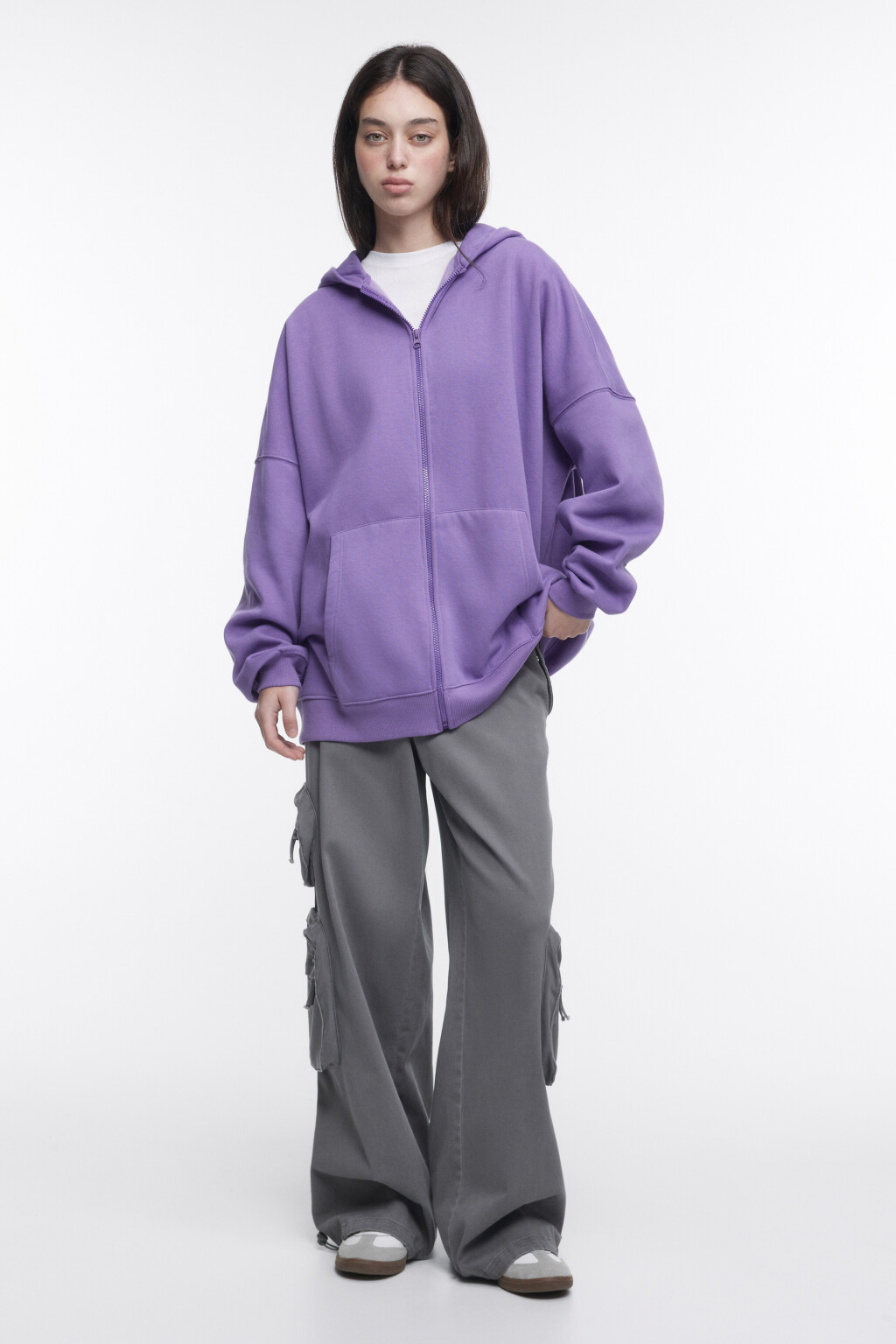 Худи-зипка утепленная с капюшоном - цвет фиолетовый - 5