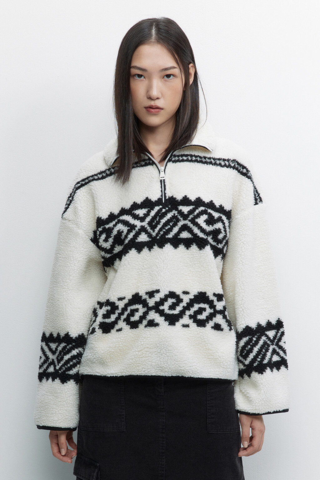 Толстовка флисовая с принтом в стиле лопапейса - цвет белый - 2