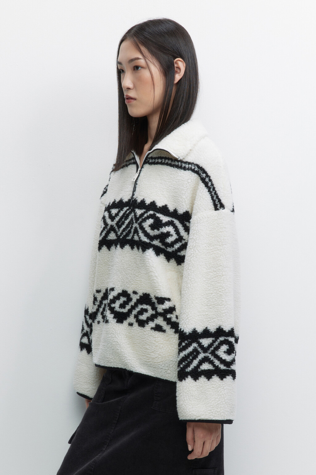 Толстовка флисовая с принтом в стиле лопапейса - цвет белый - 3