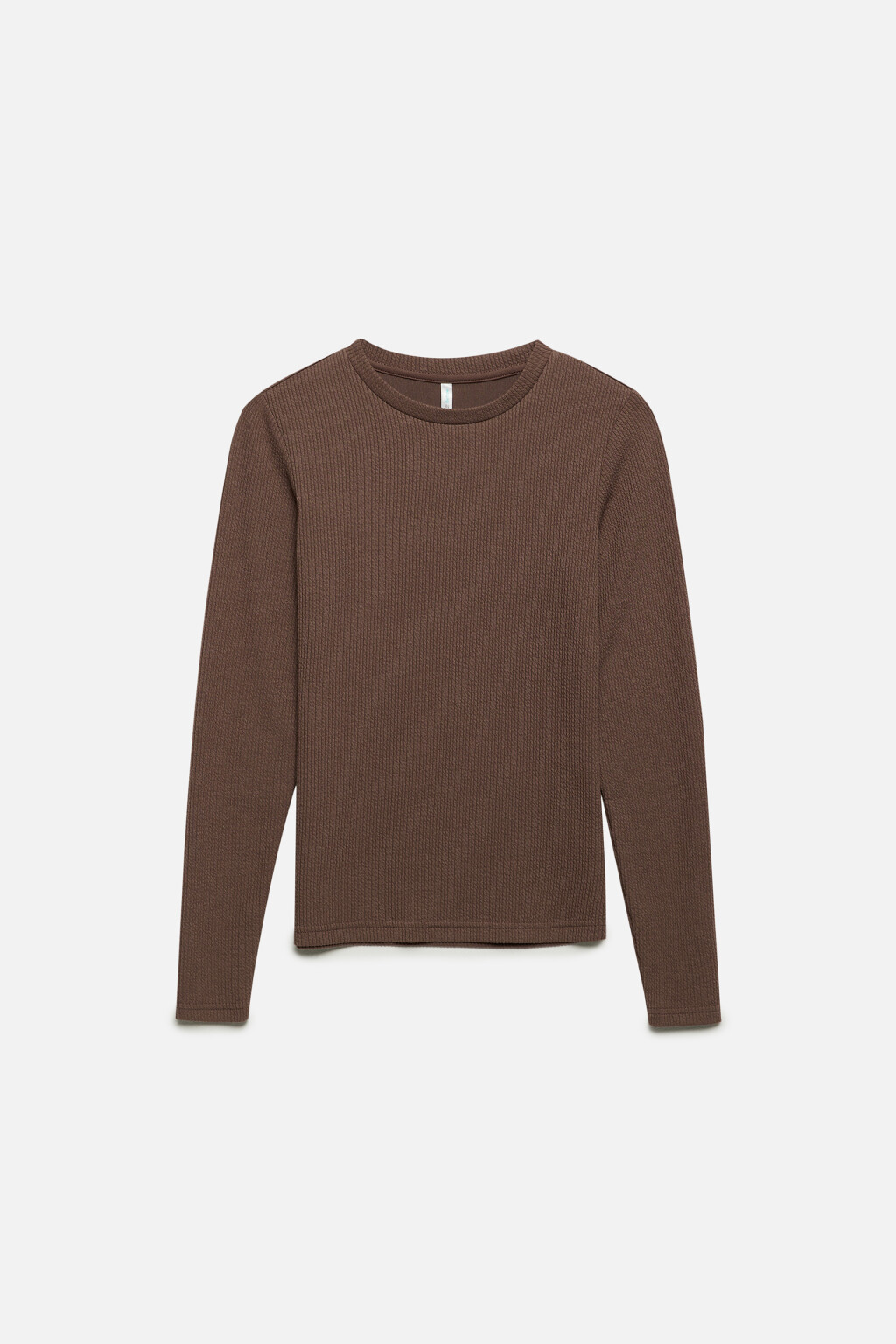 Лонгслив облегающий в рубчик в базовых цветах - цвет коричневый - 7