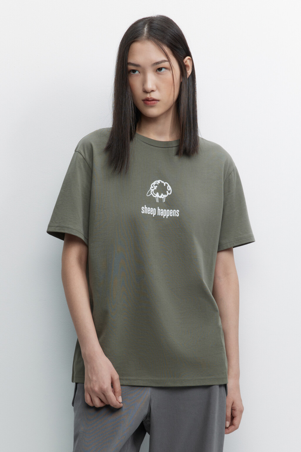 Футболка oversize хлопковая с принтом - цвет зеленый - 2