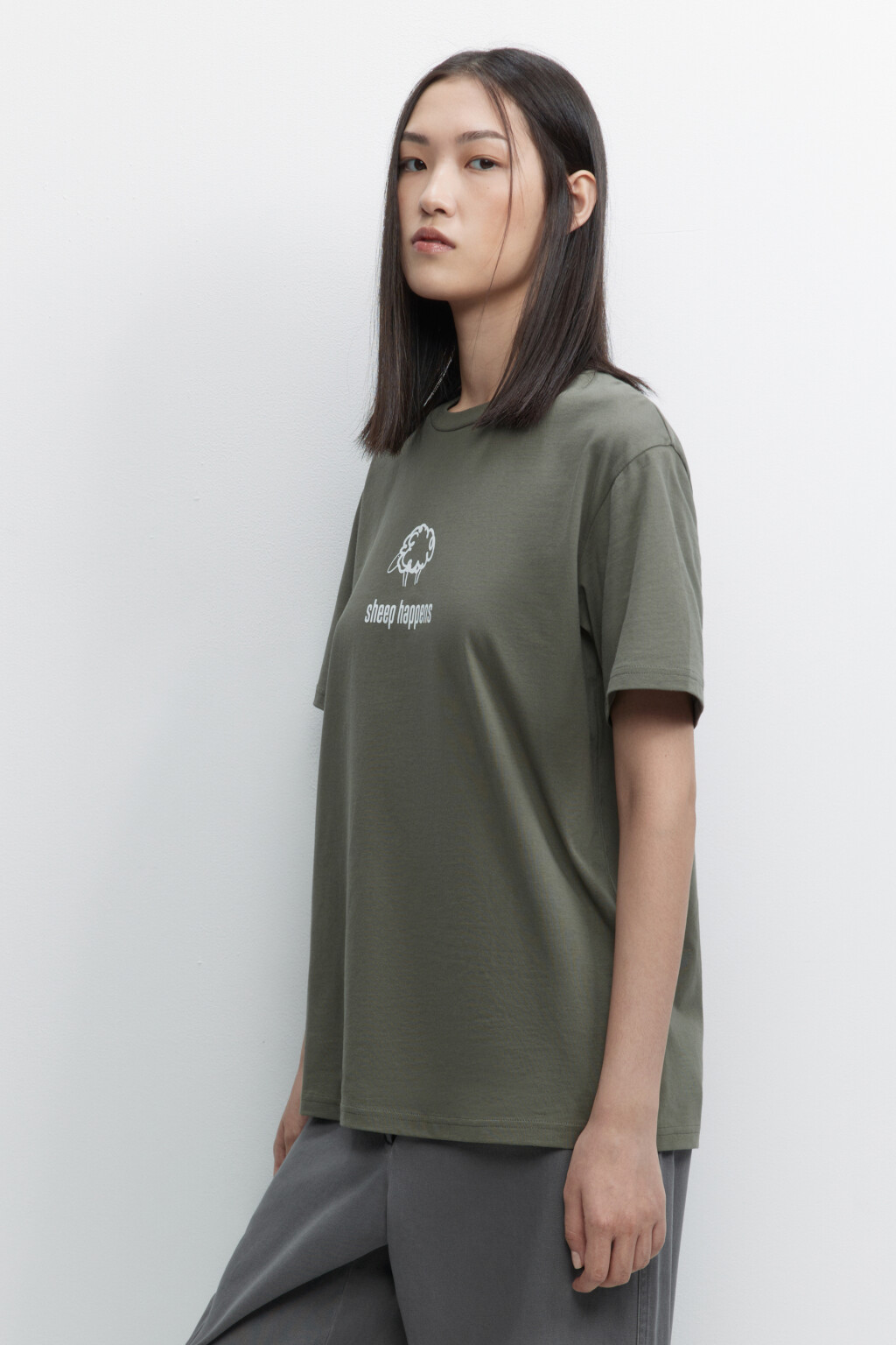 Футболка oversize хлопковая с принтом - цвет зеленый - 3