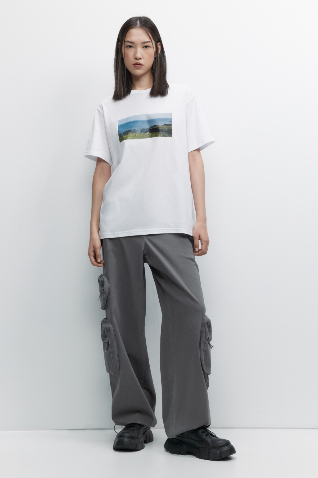 Футболка oversize хлопковая с принтом - цвет белый - 4