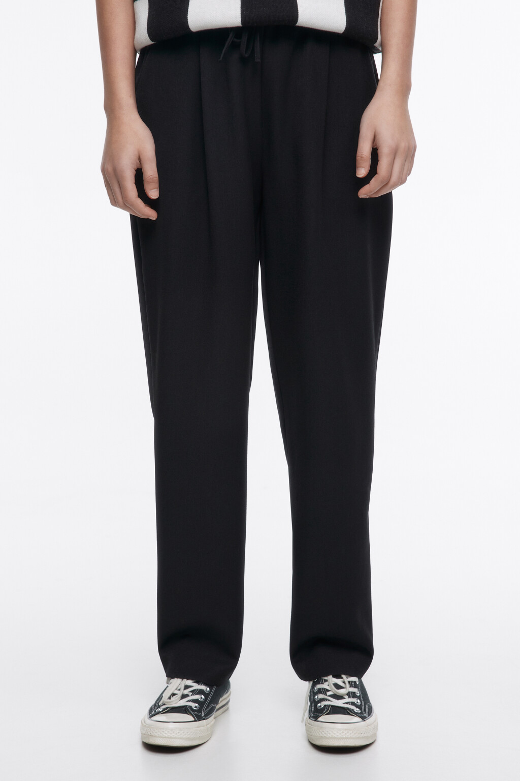 Брюки-чинос костюмные с поясом на завязках - цвет черный - 1