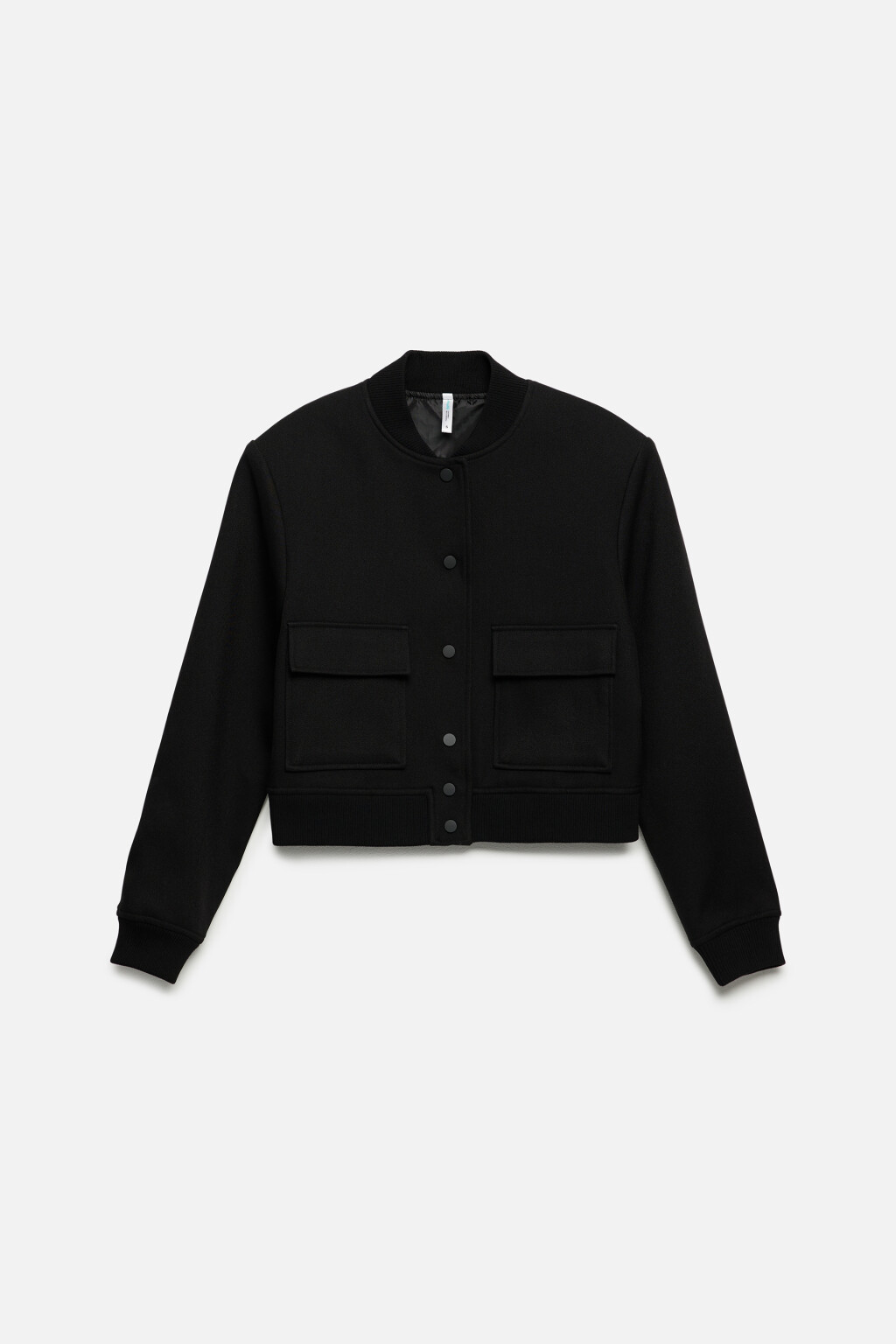 Пиджак-бомбер укороченный с накладными карманами - цвет черный - 12