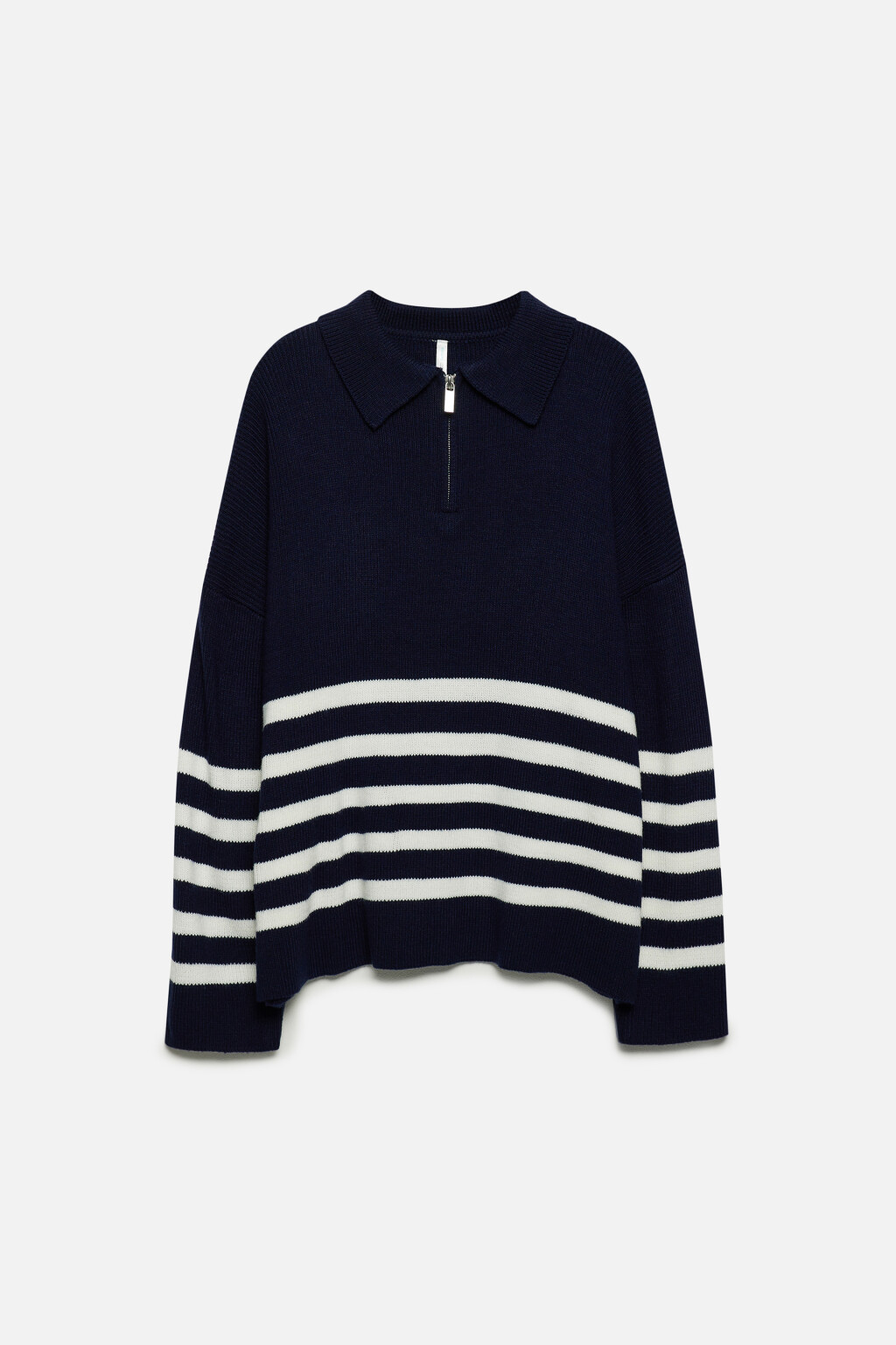 Свитер oversize с воротником-стойкой на молнии - цвет синий - 8