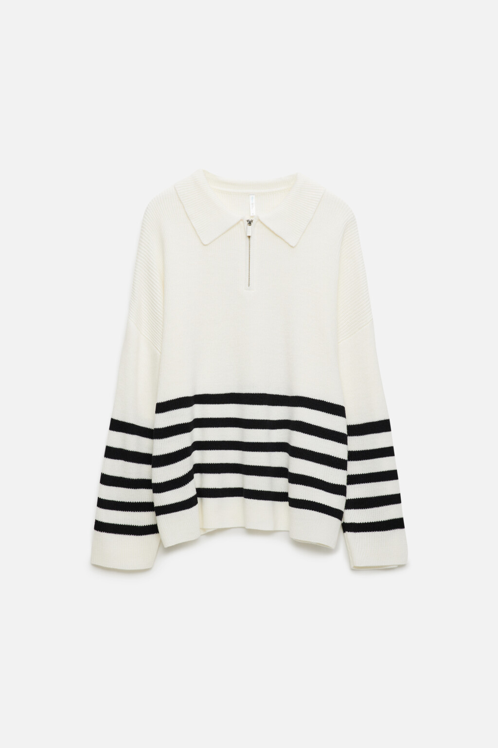 Свитер oversize с воротником-стойкой на молнии - цвет белый - 8