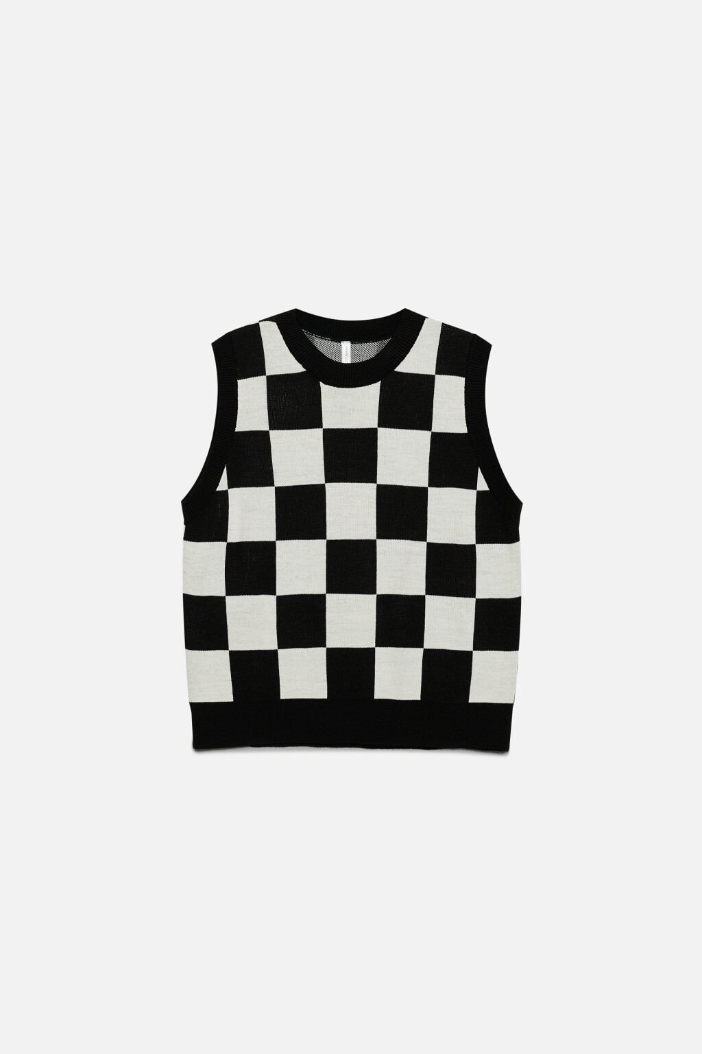 Жилетка вязаная жаккардовая с принтом в клетку - цвет черный - 8