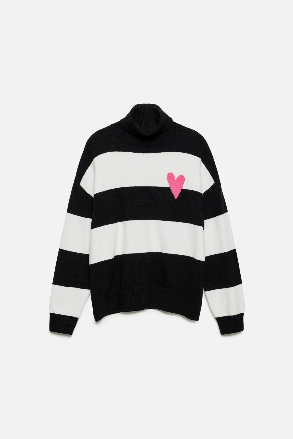 Свитер вязаный вискозный с сердечком на груди - цвет черный - 8