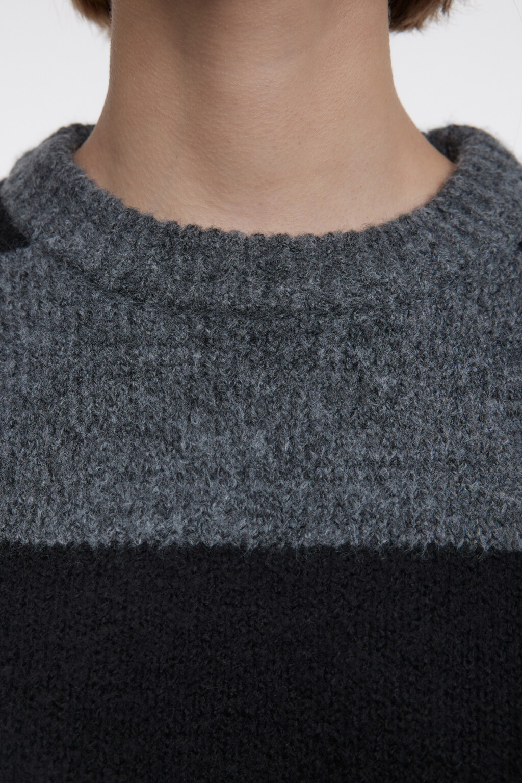 Джемпер вязаный свободный в полоску - цвет серый - 5