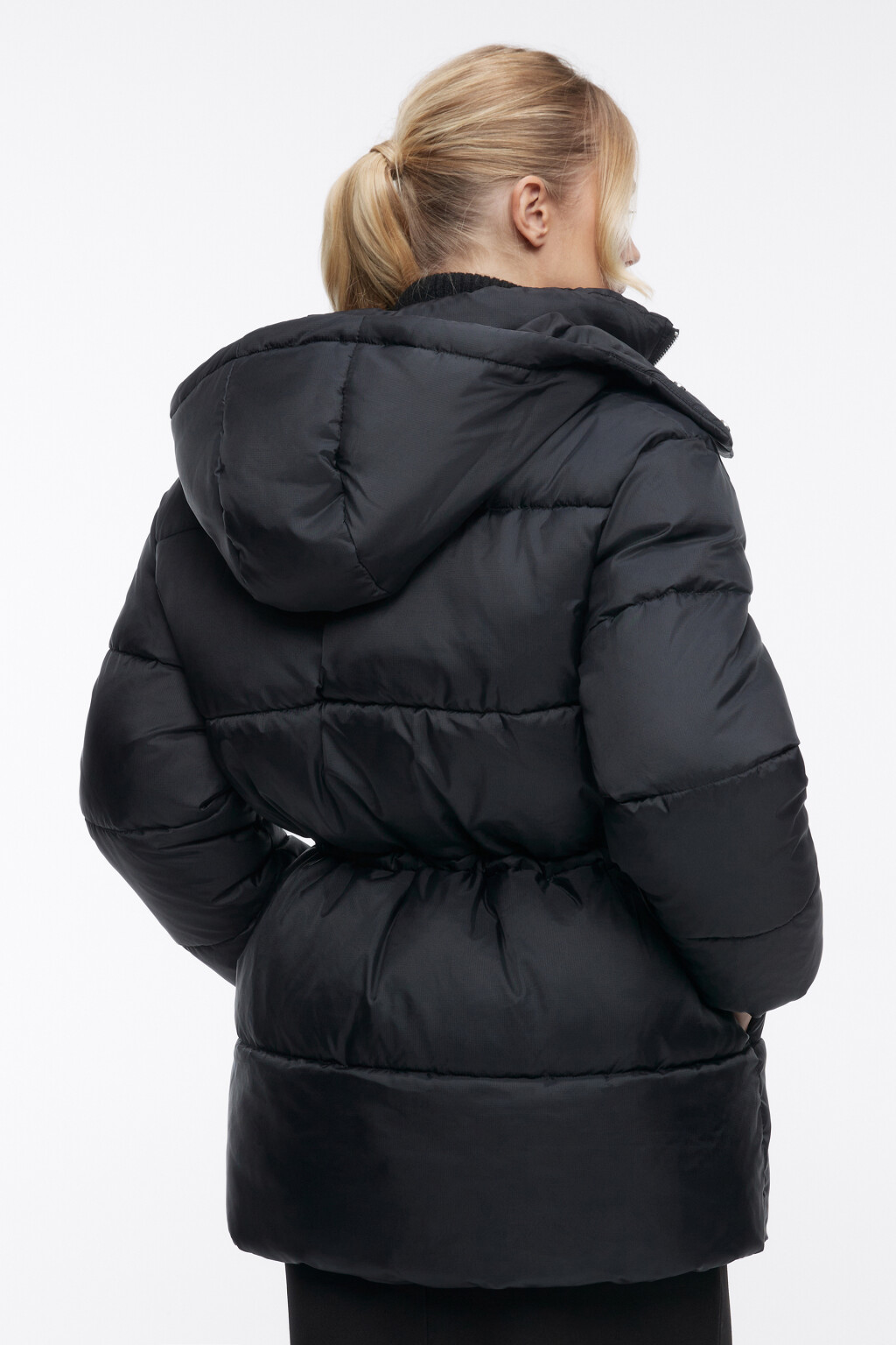 Куртка-парка стеганая утепленная с капюшоном - цвет черный - 4