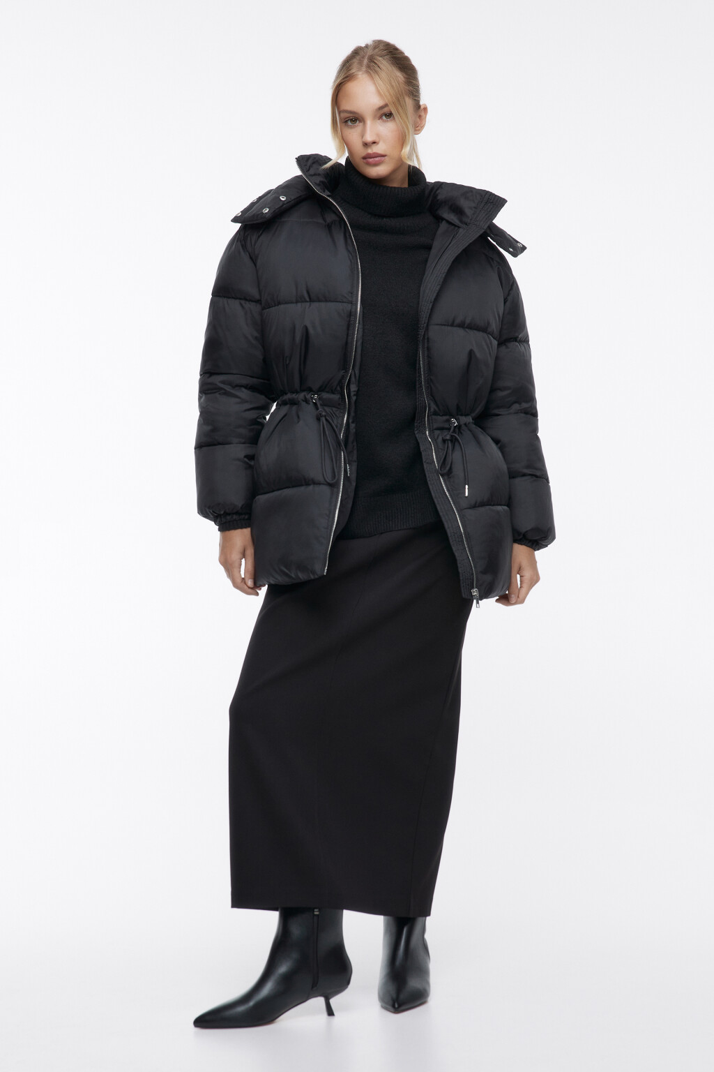 Куртка-парка стеганая утепленная с капюшоном - цвет черный - 5