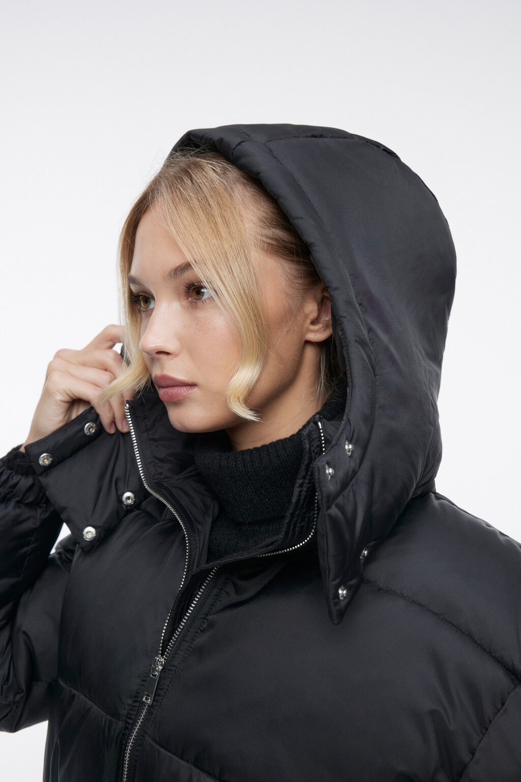 Куртка-парка стеганая утепленная с капюшоном - цвет черный - 8