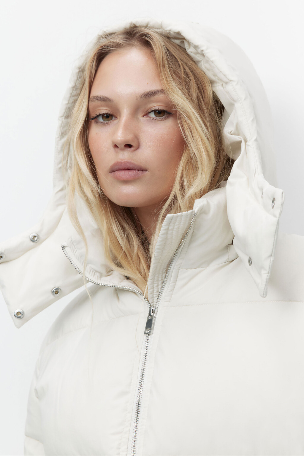 Куртка-парка стеганая утепленная с капюшоном - цвет молочный - 6