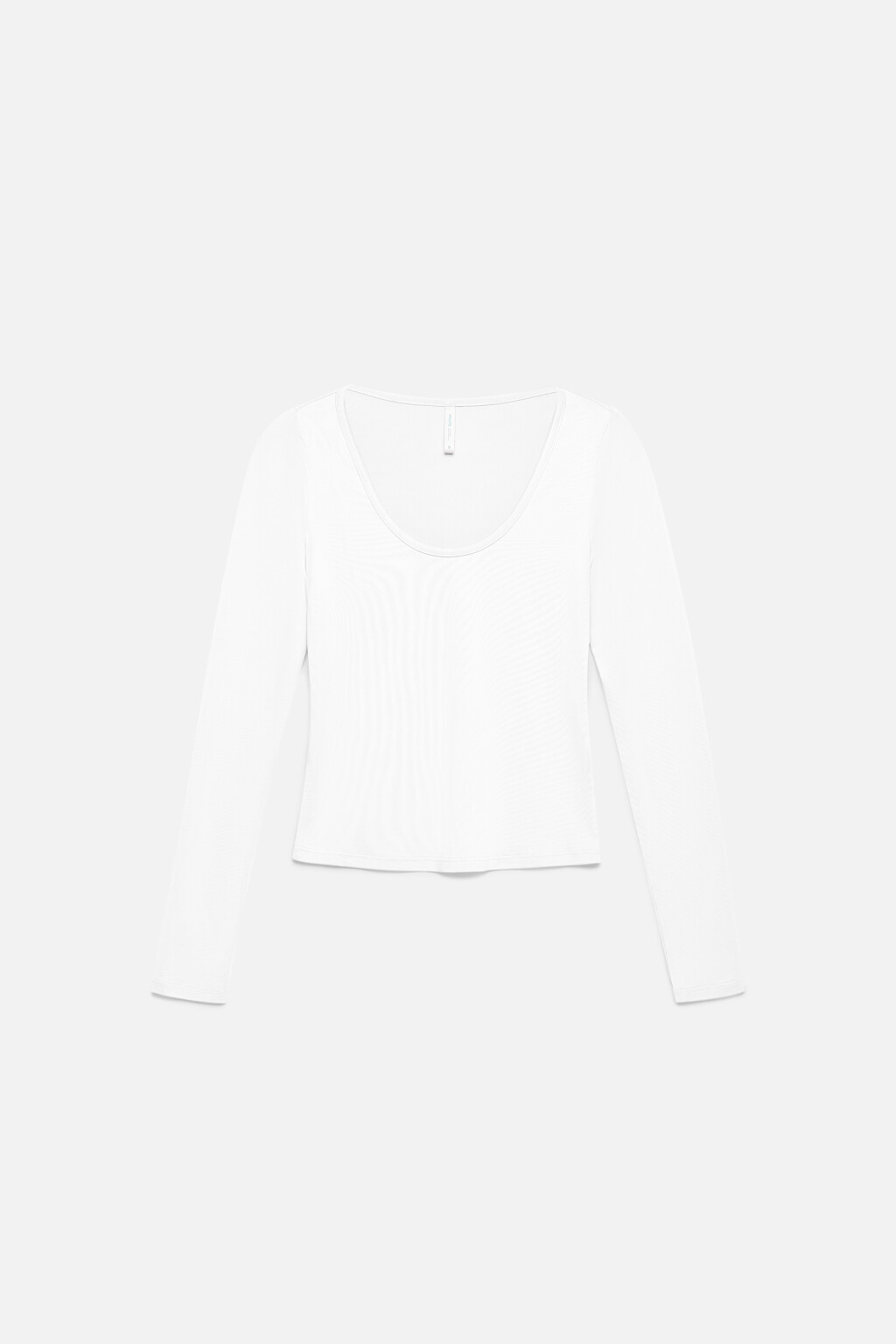 Лонгслив облегающий гладкий с глубоким вырезом - цвет белый - 8
