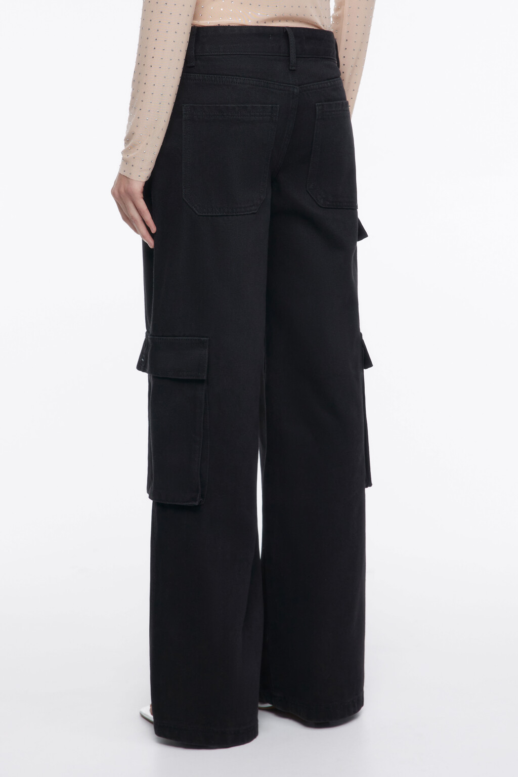 Джинсы карго широкие с низкой посадкой - цвет черный - 4