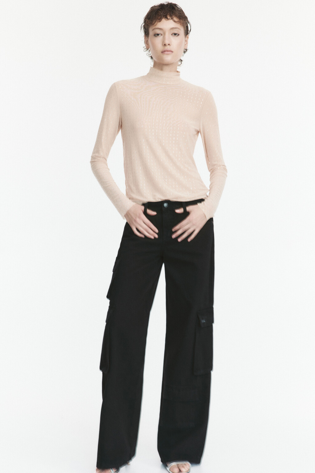 Джинсы карго широкие с низкой посадкой - цвет черный - 5