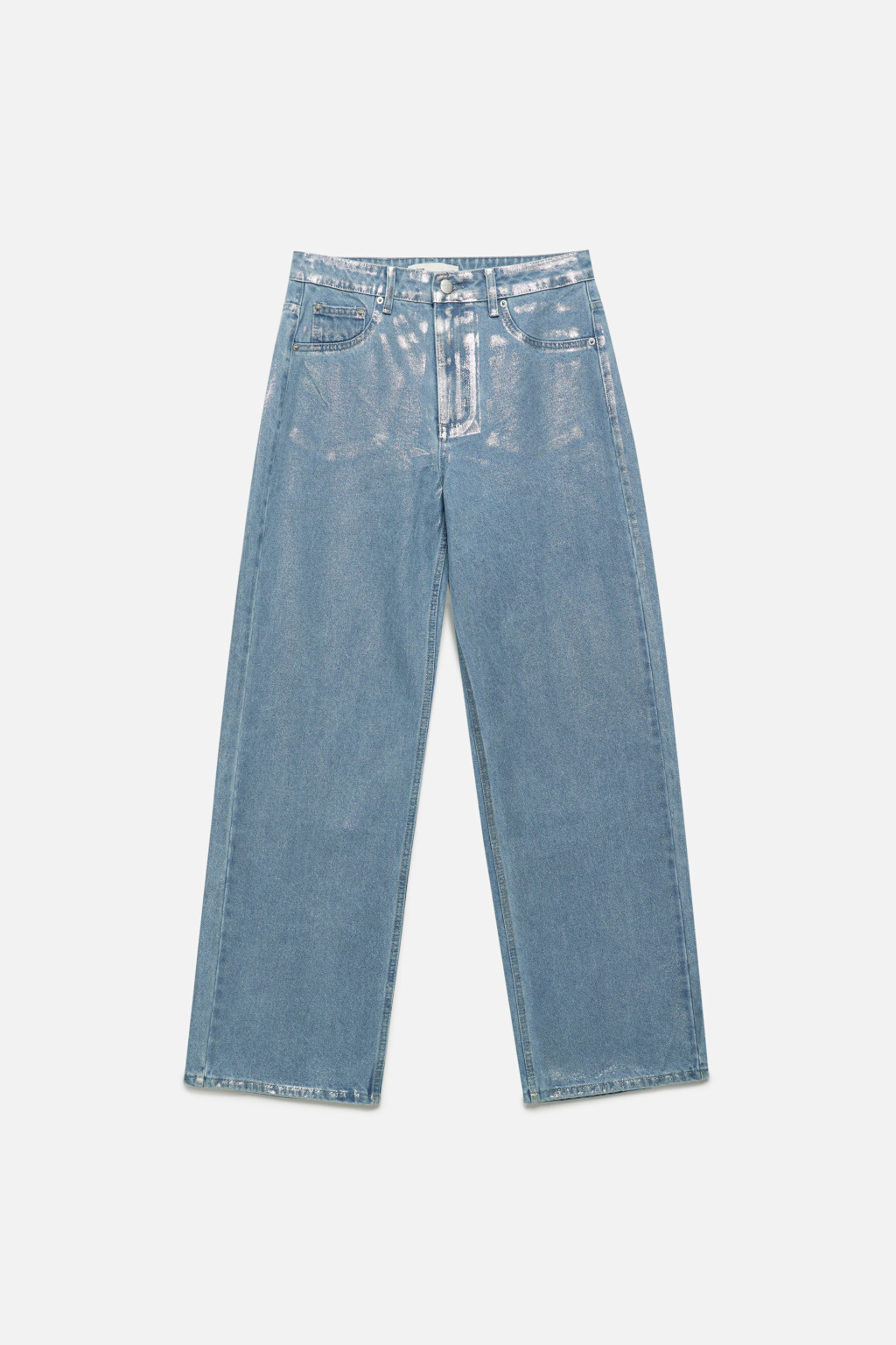 Джинсы широкие с серебристым покрытием - цвет серый - 11