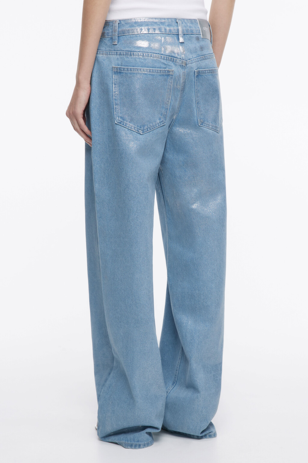 Джинсы широкие с серебристым покрытием - цвет серый - 6